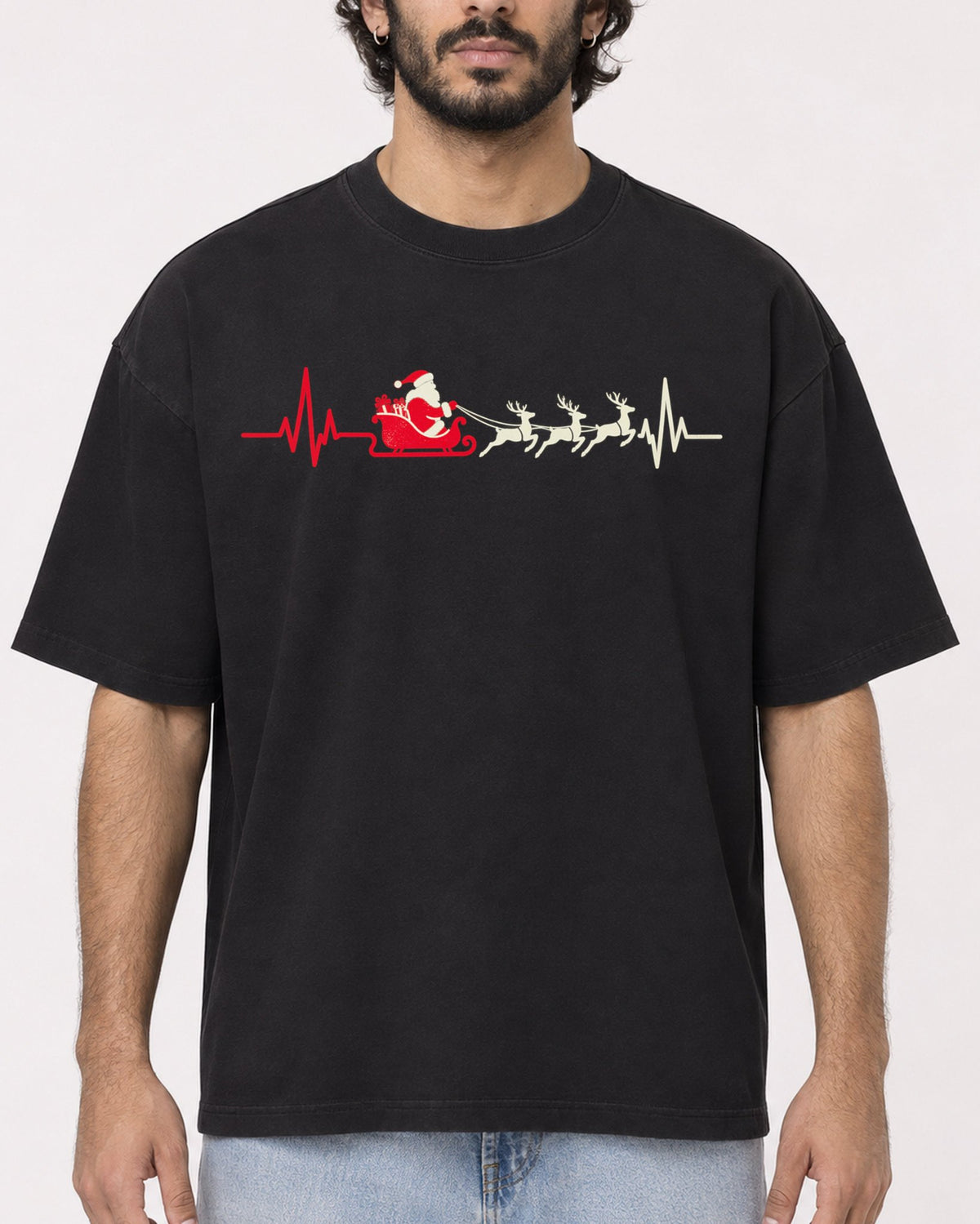 Mockup Boxy Heavyweight Tee Black male close-up 17