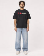 Mockup Boxy Heavyweight Tee Black male full-body 17