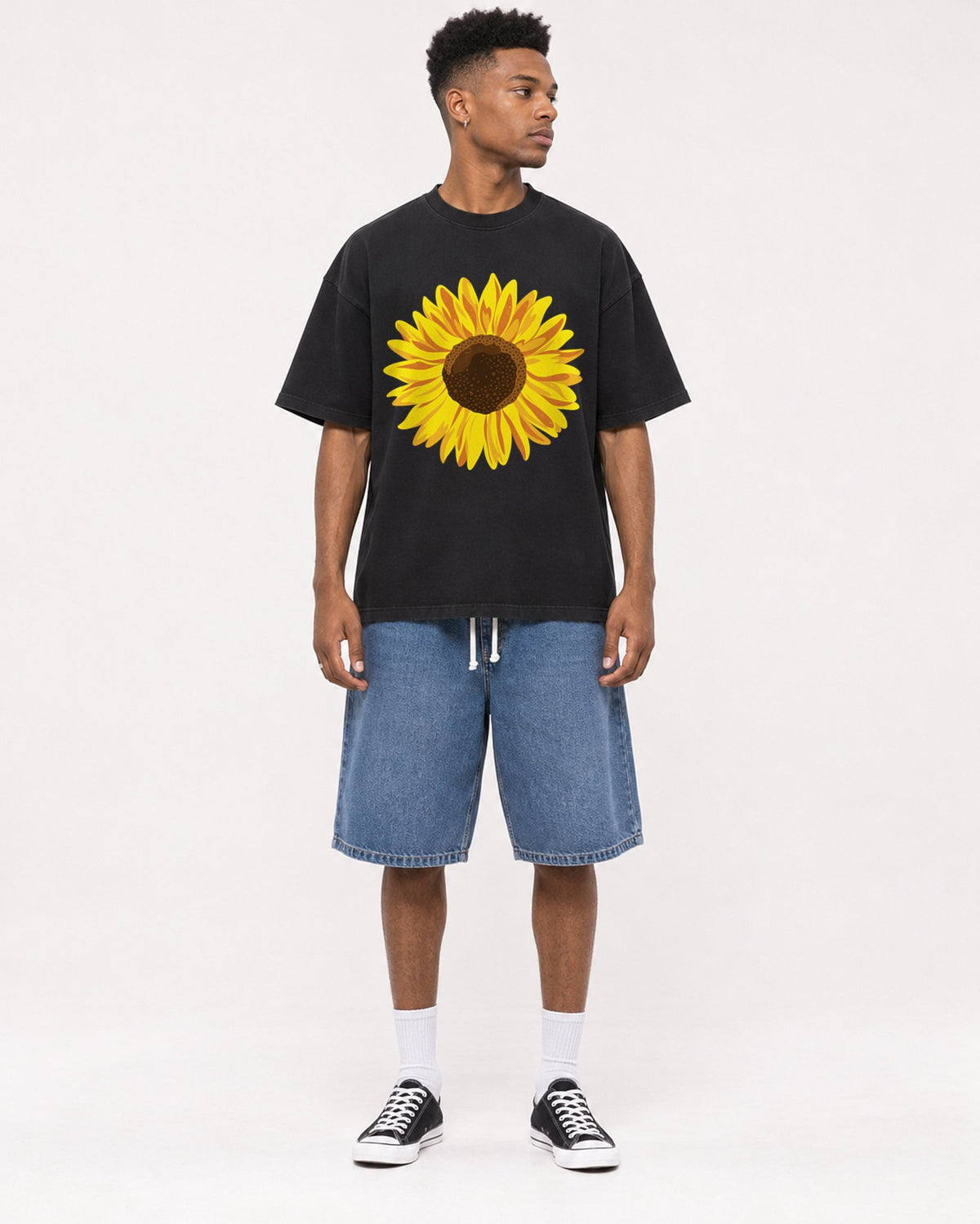 Mockup Boxy Heavyweight Tee Black male full-body 15