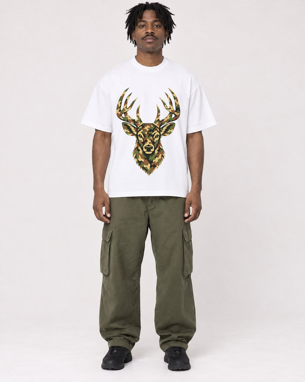 Mockup Boxy Heavyweight Tee White male full-body 04