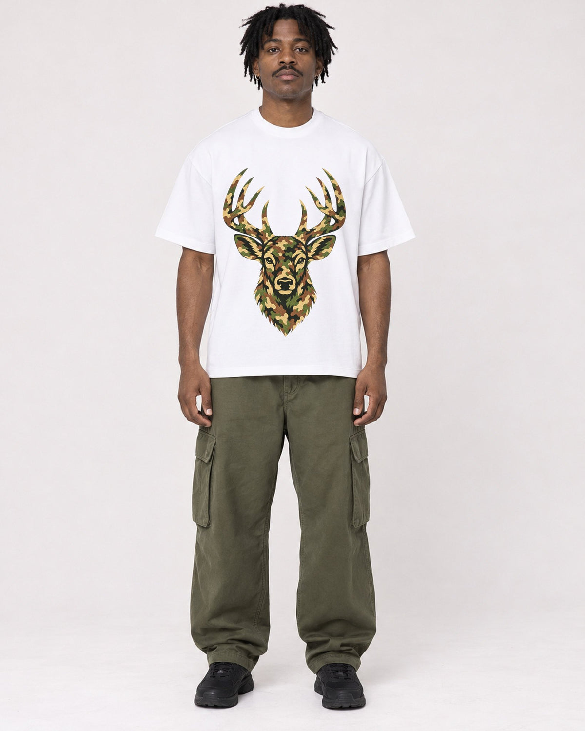 Mockup Boxy Heavyweight Tee White male full-body 04
