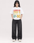 Mockup Boxy Heavyweight Tee White female full-body 13