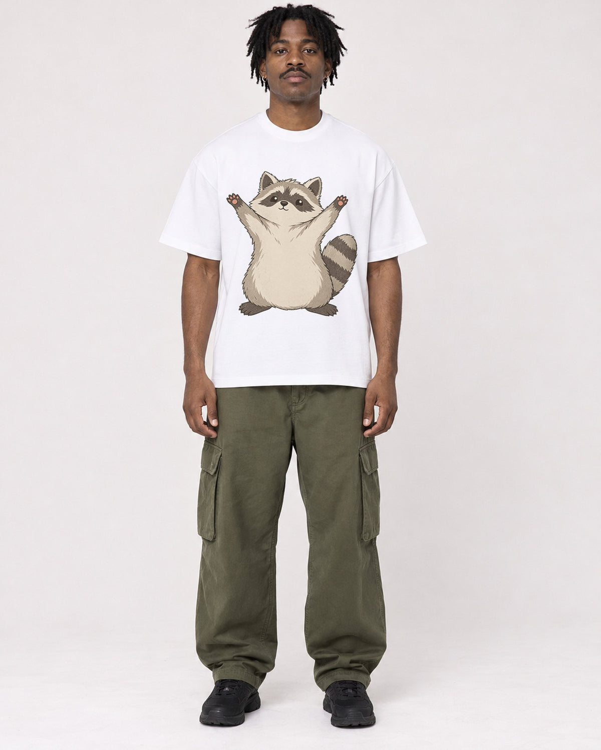 Mockup Boxy Heavyweight Tee White male full-body 04