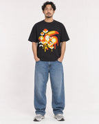 Mockup Boxy Heavyweight Tee Black male full-body 02