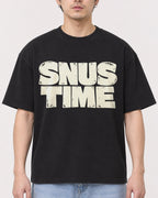 Mockup Boxy Heavyweight Tee Black male close-up 13