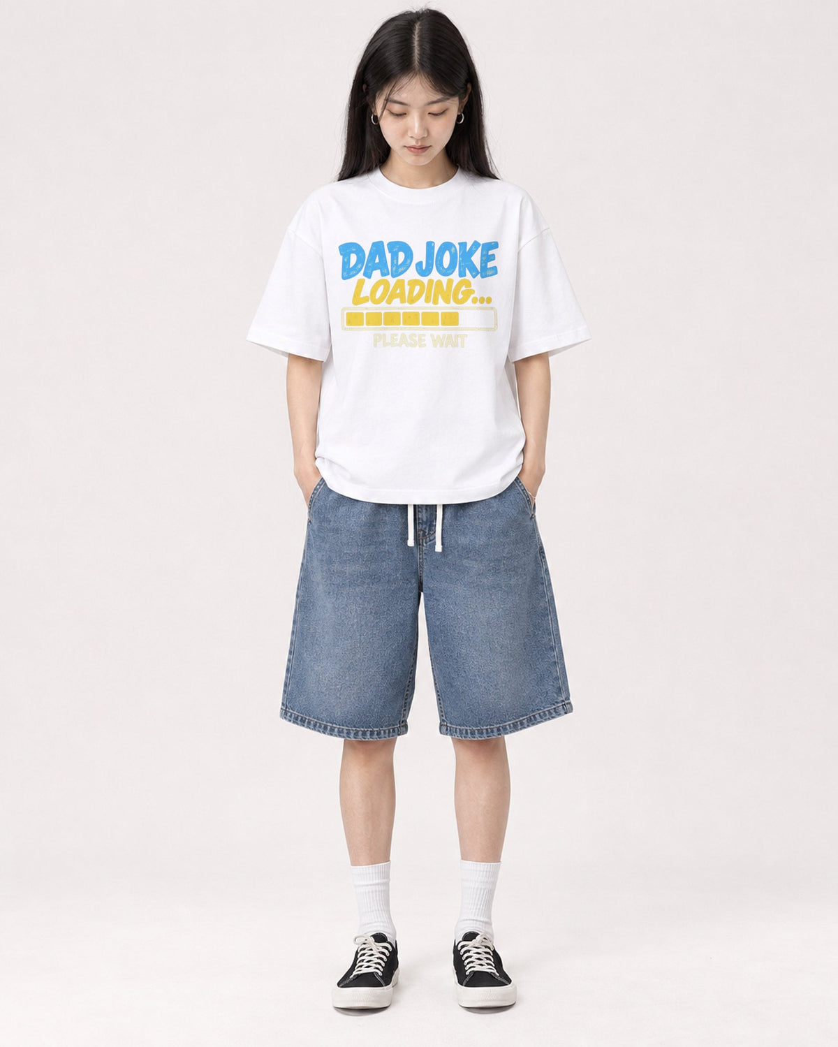 Mockup Boxy Heavyweight Tee White female full-body 01