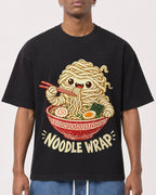 Mockup Boxy Heavyweight Tee Black male close-up 15