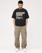 Mockup Boxy Heavyweight Tee Black male full-body 32