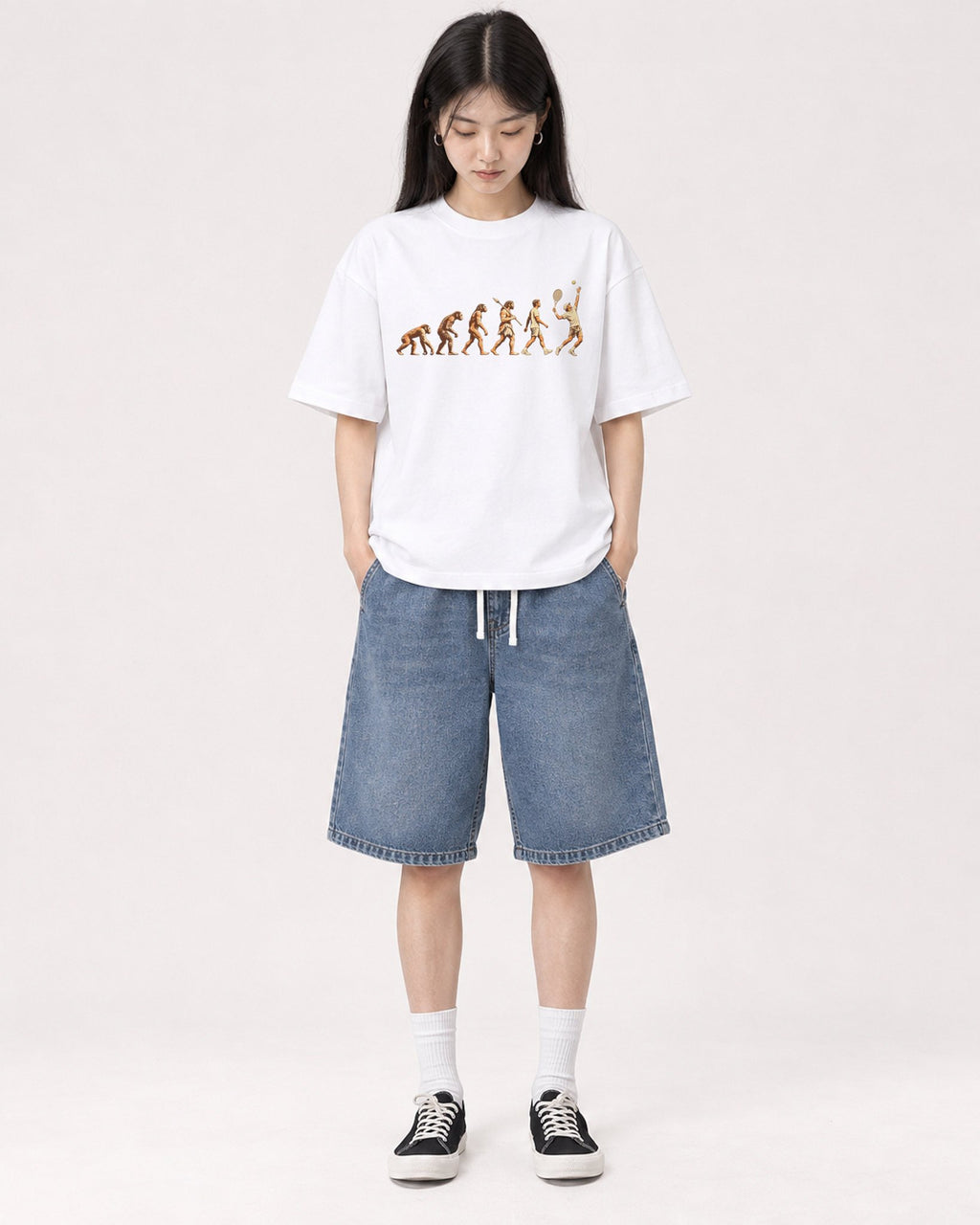 Mockup Boxy Heavyweight Tee White female full-body 01