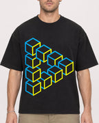 Mockup Boxy Heavyweight Tee Black male close-up 08