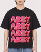 Mockup Boxy Heavyweight Tee Black male close-up 11