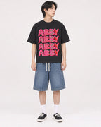 Mockup Boxy Heavyweight Tee Black male full-body 11