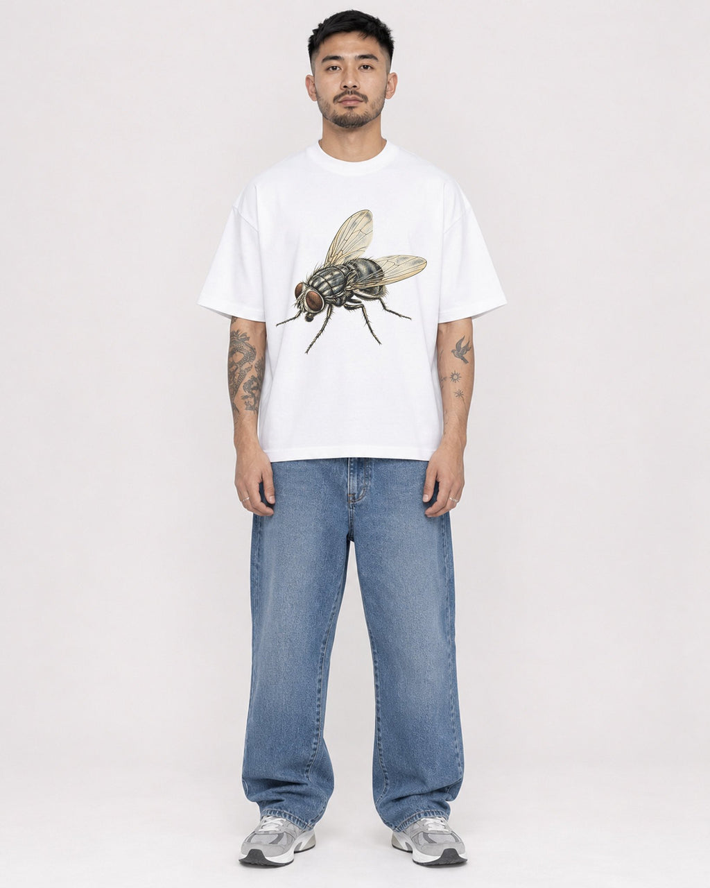 Mockup Boxy Heavyweight Tee White male full-body 12