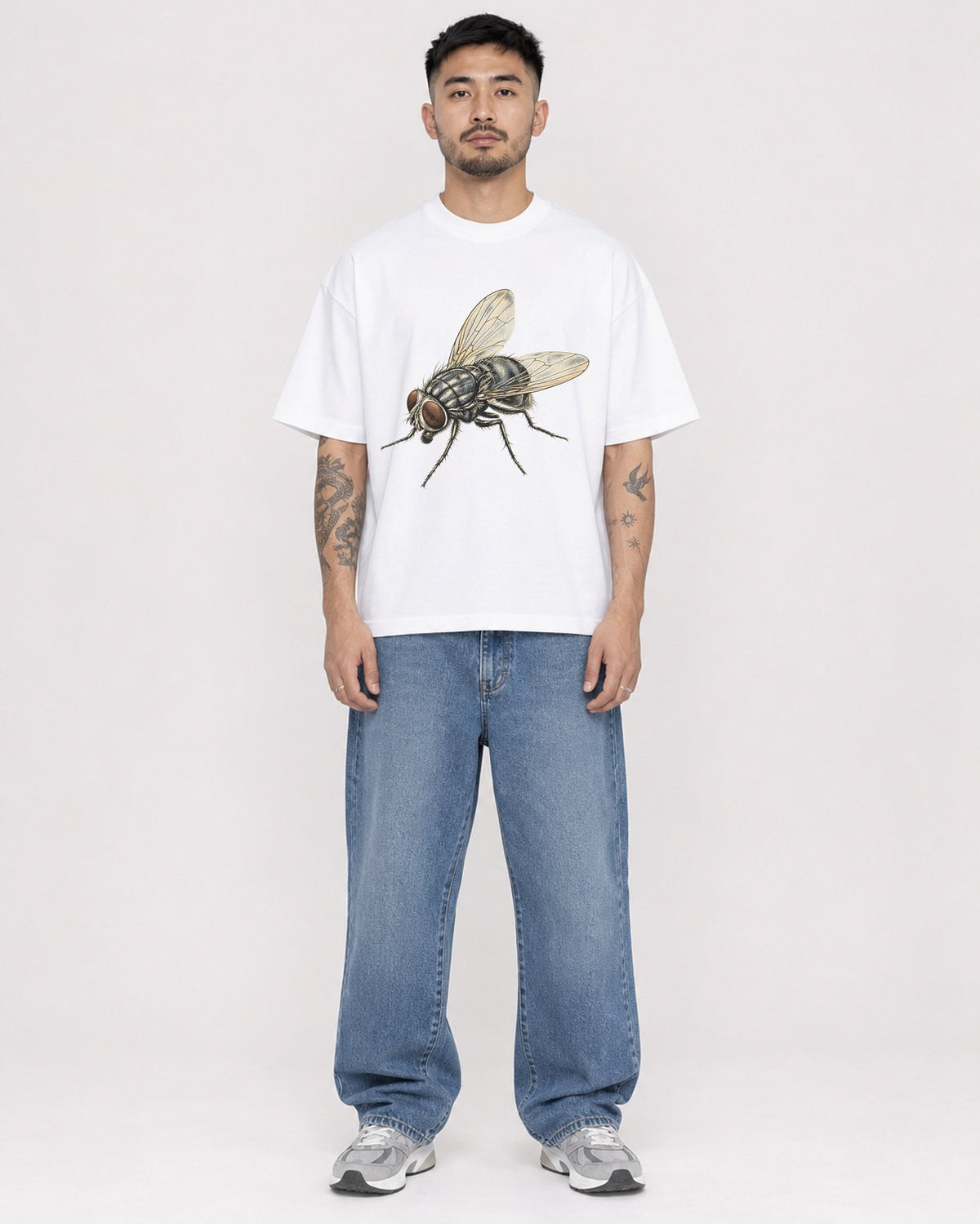 Mockup Boxy Heavyweight Tee White male full-body 12