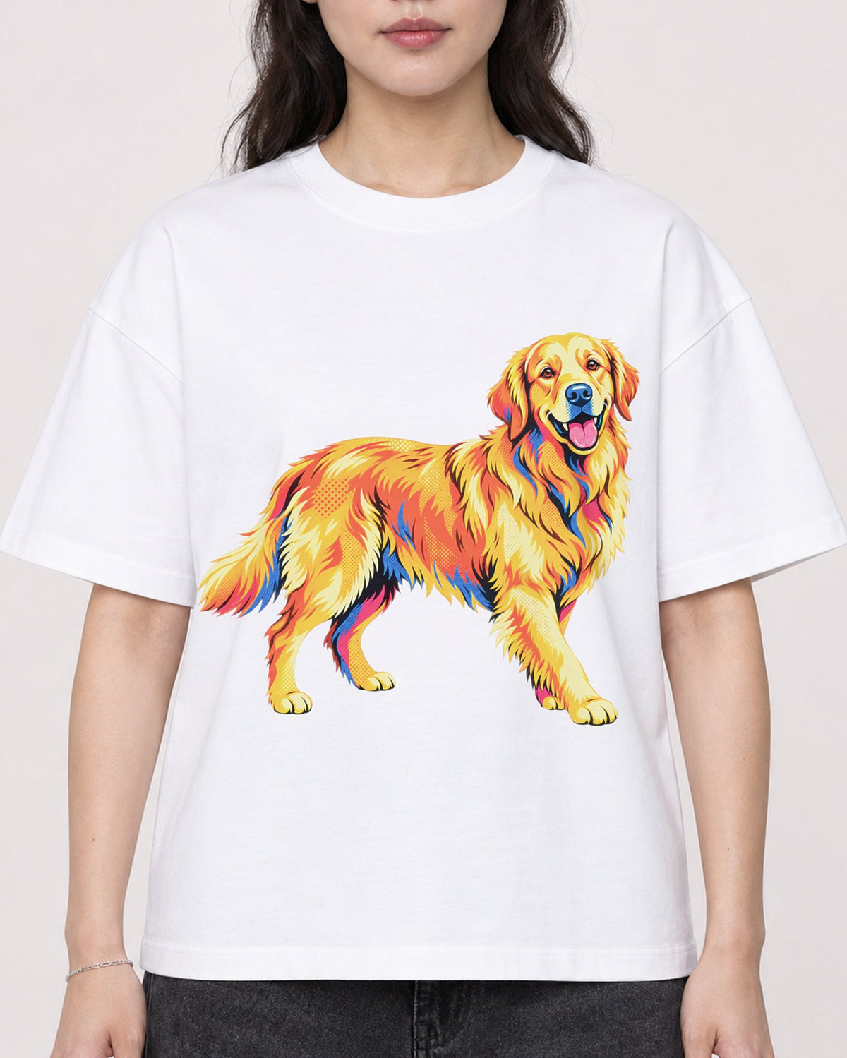 Mockup Boxy Heavyweight Tee White female close-up 03