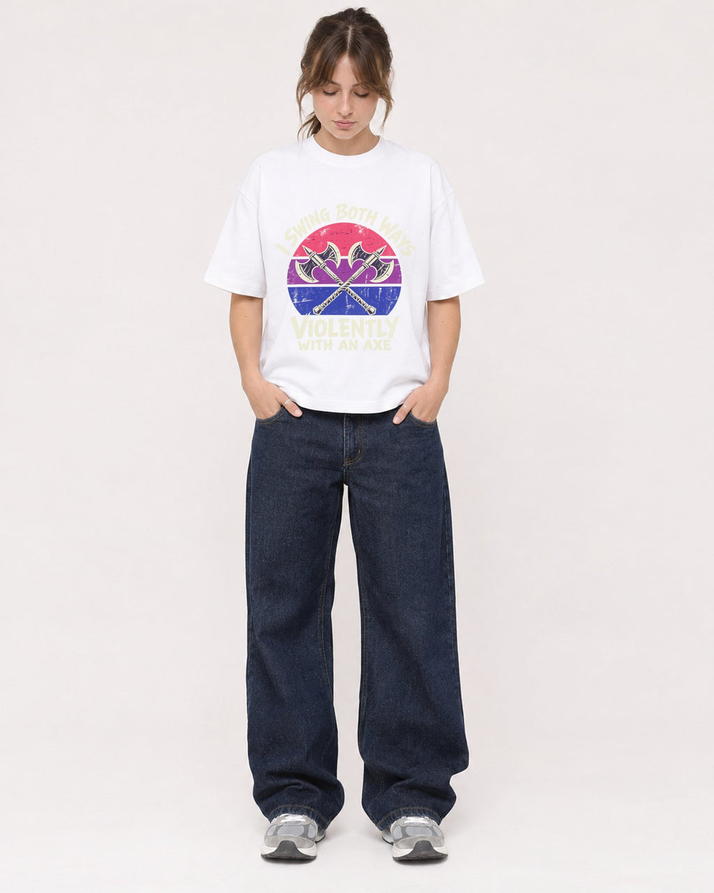 Mockup Boxy Heavyweight Tee White female full-body 29