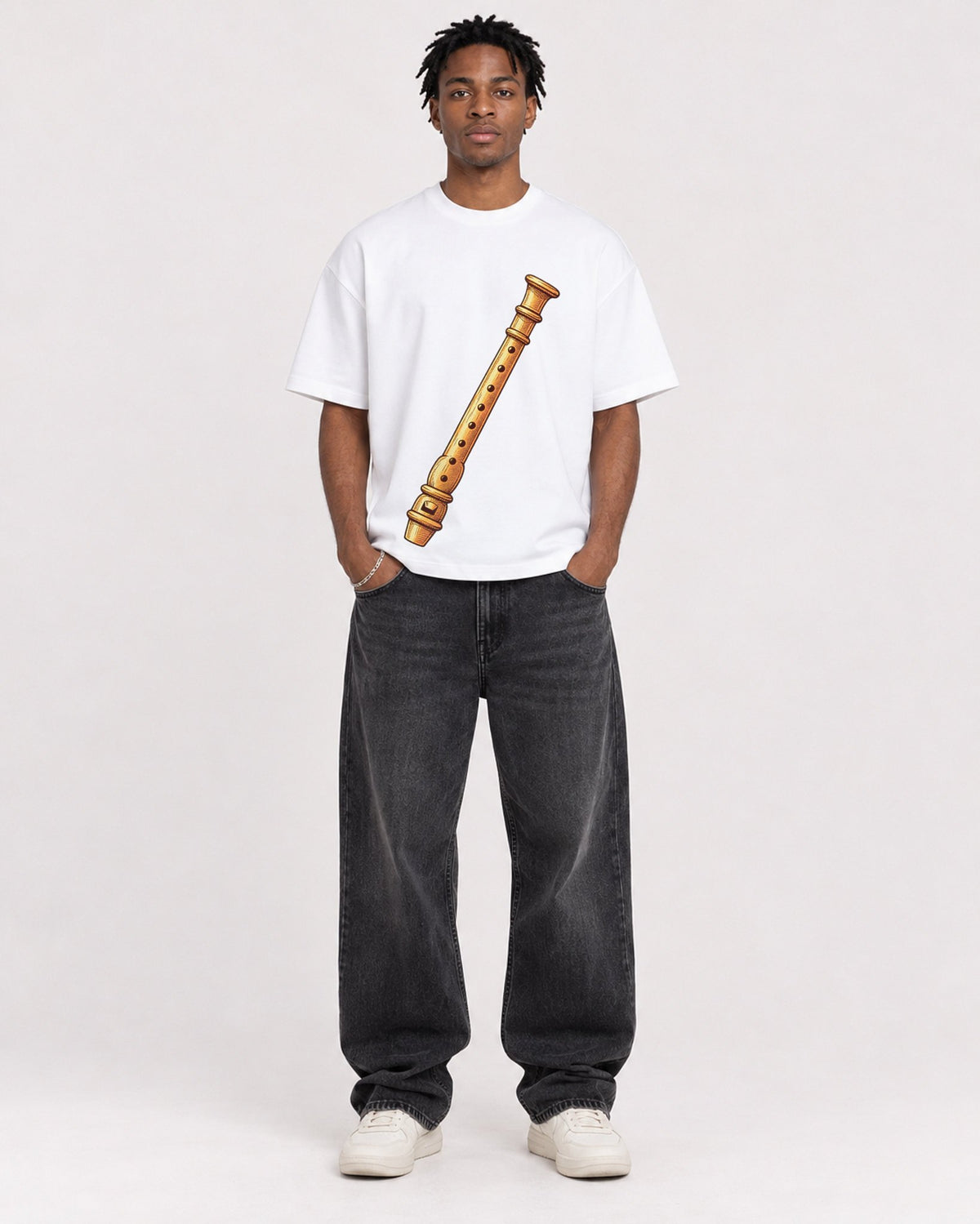 Mockup Boxy Heavyweight Tee White male full-body 05