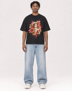 Mockup Boxy Heavyweight Tee Black male full-body 05