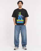 Mockup Boxy Heavyweight Tee Black male full-body 02