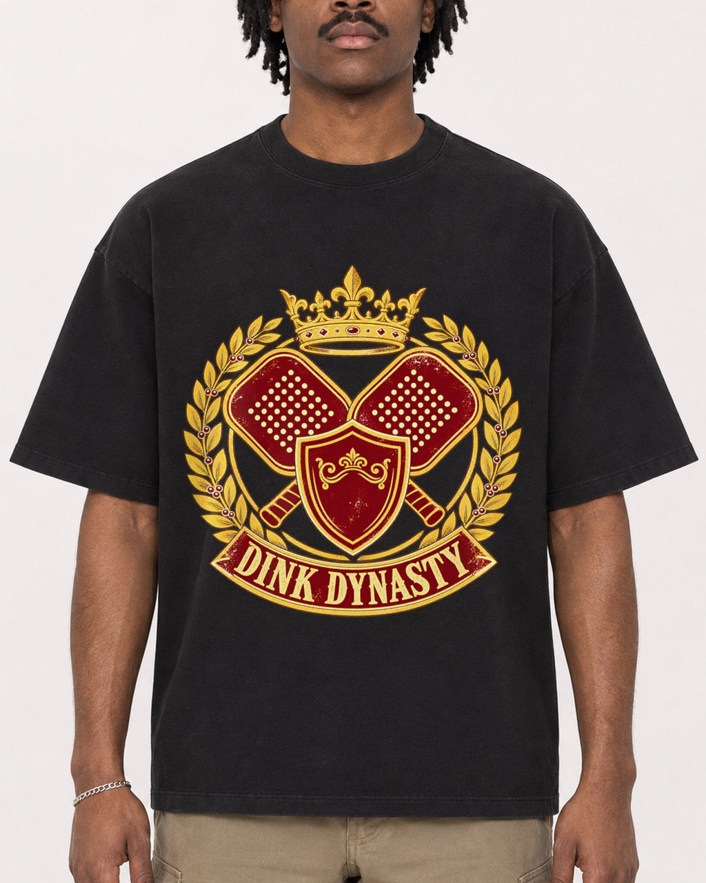 Mockup Boxy Heavyweight Tee Black male close-up 04
