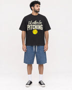 Mockup Boxy Heavyweight Tee Black male full-body 07