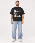 Mockup Boxy Heavyweight Tee Black male full-body 37