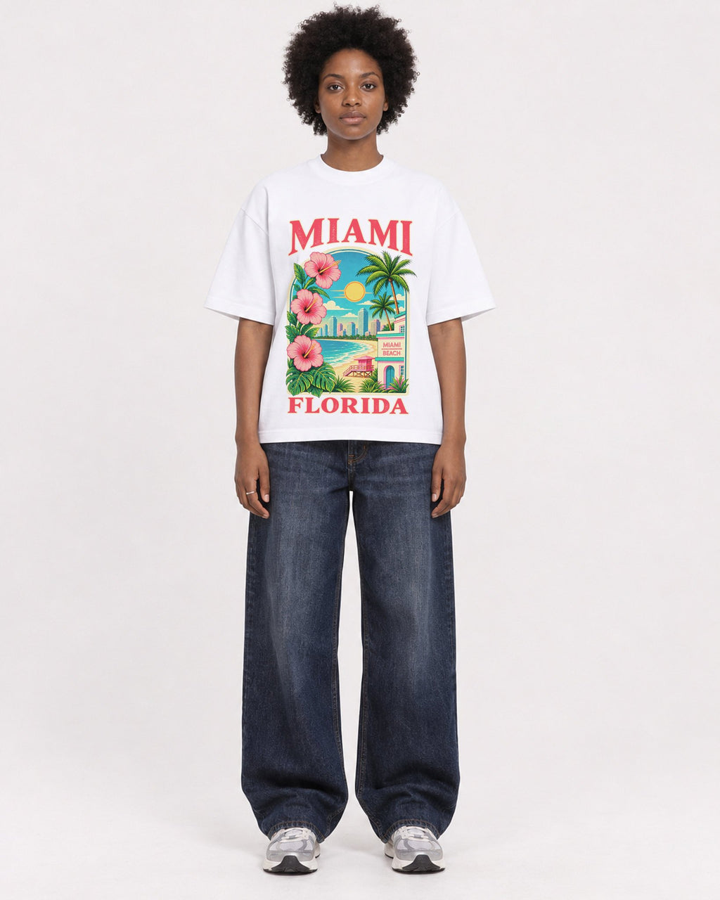 Mockup Boxy Heavyweight Tee White female full-body 14