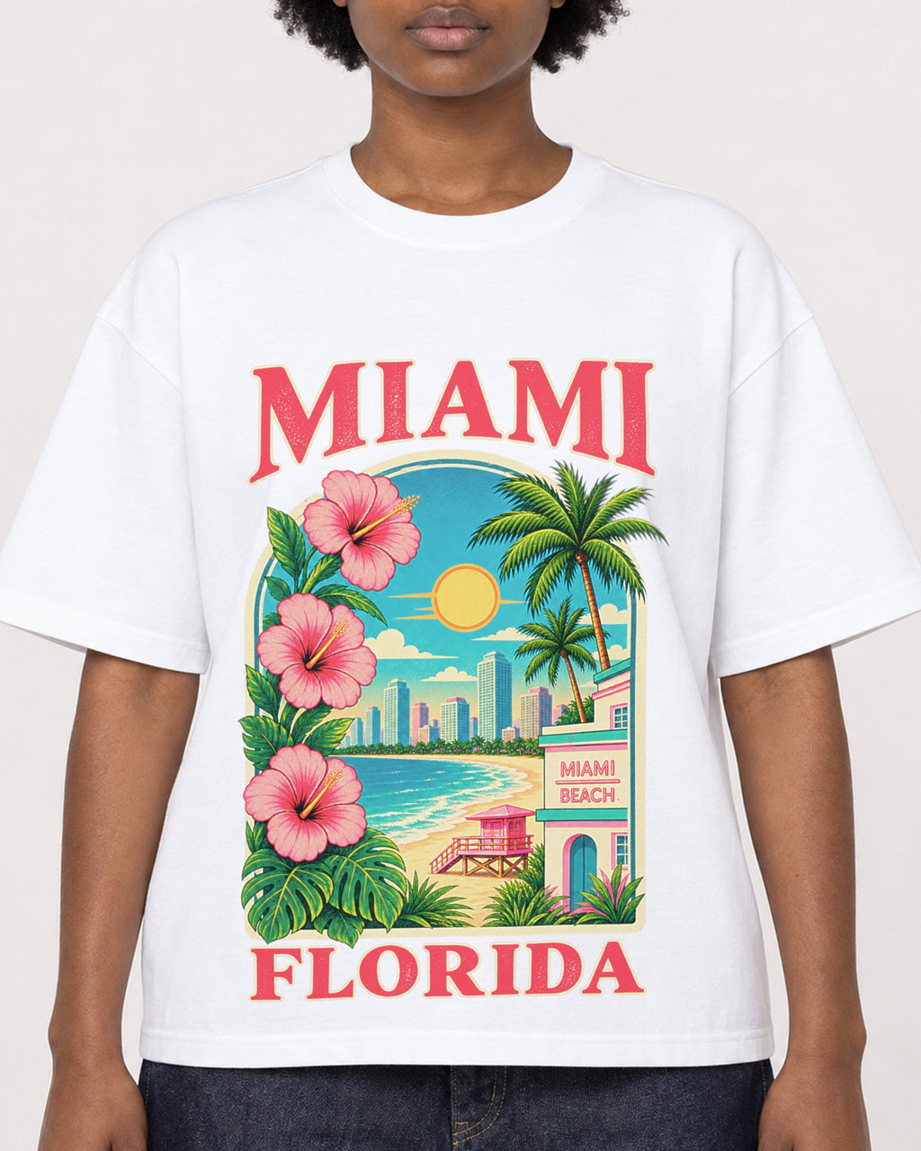 Mockup Boxy Heavyweight Tee White female close-up 14