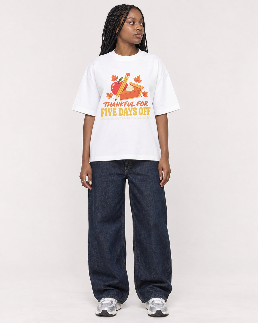 Mockup Boxy Heavyweight Tee White female full-body 04