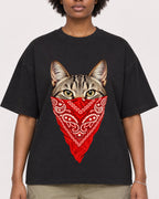 Mockup Boxy Heavyweight Tee Black female close-up 14