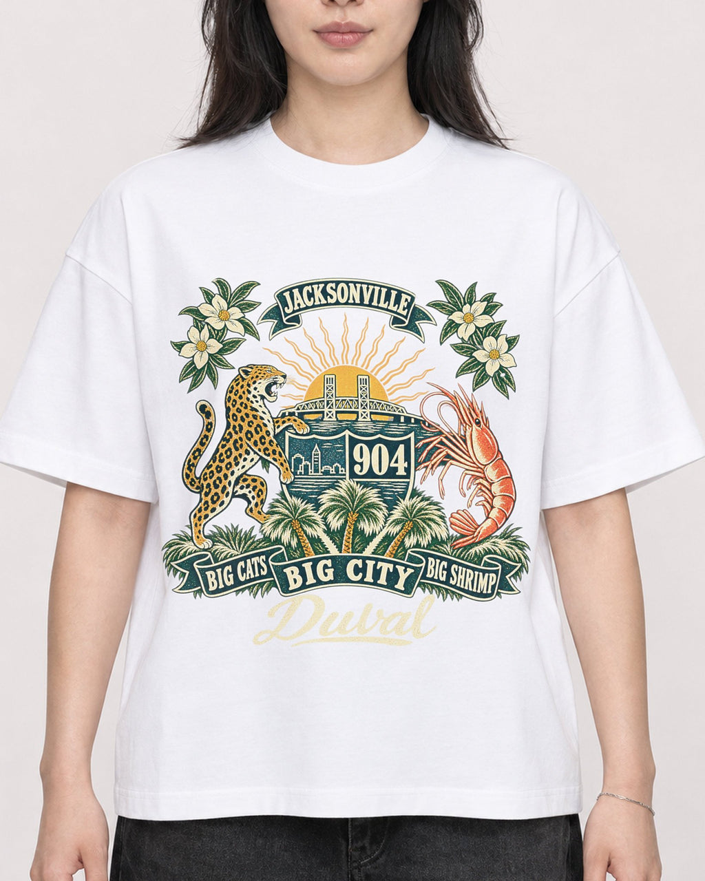 Mockup Boxy Heavyweight Tee White female close-up 13