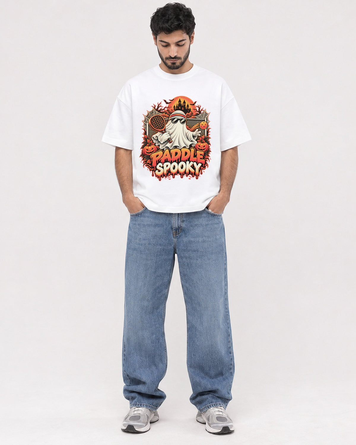 Mockup Boxy Heavyweight Tee White male full-body 07