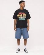 Mockup Boxy Heavyweight Tee Black male full-body 15