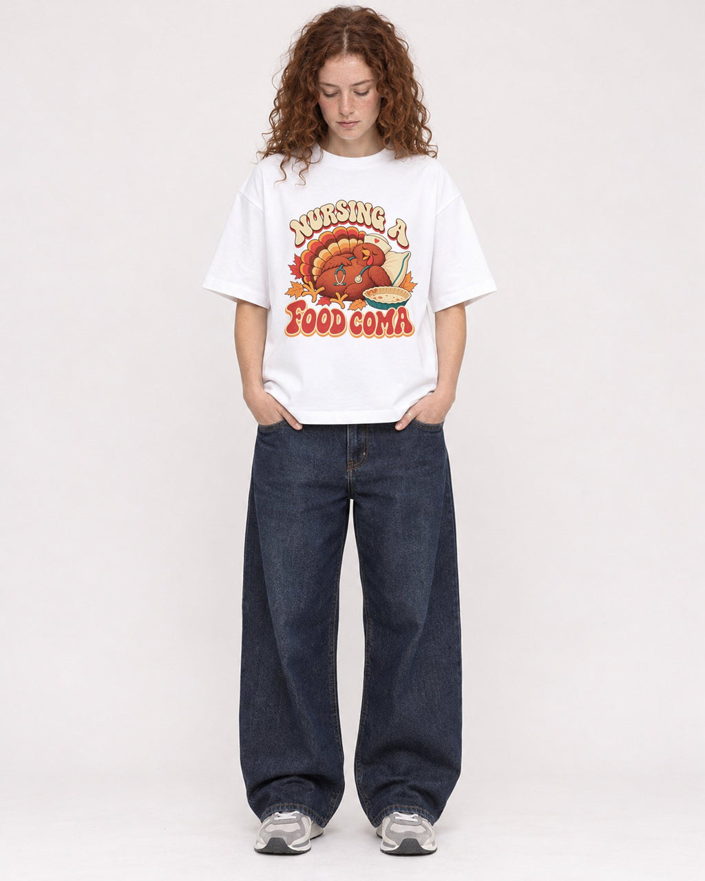 Mockup Boxy Heavyweight Tee White female full-body 09