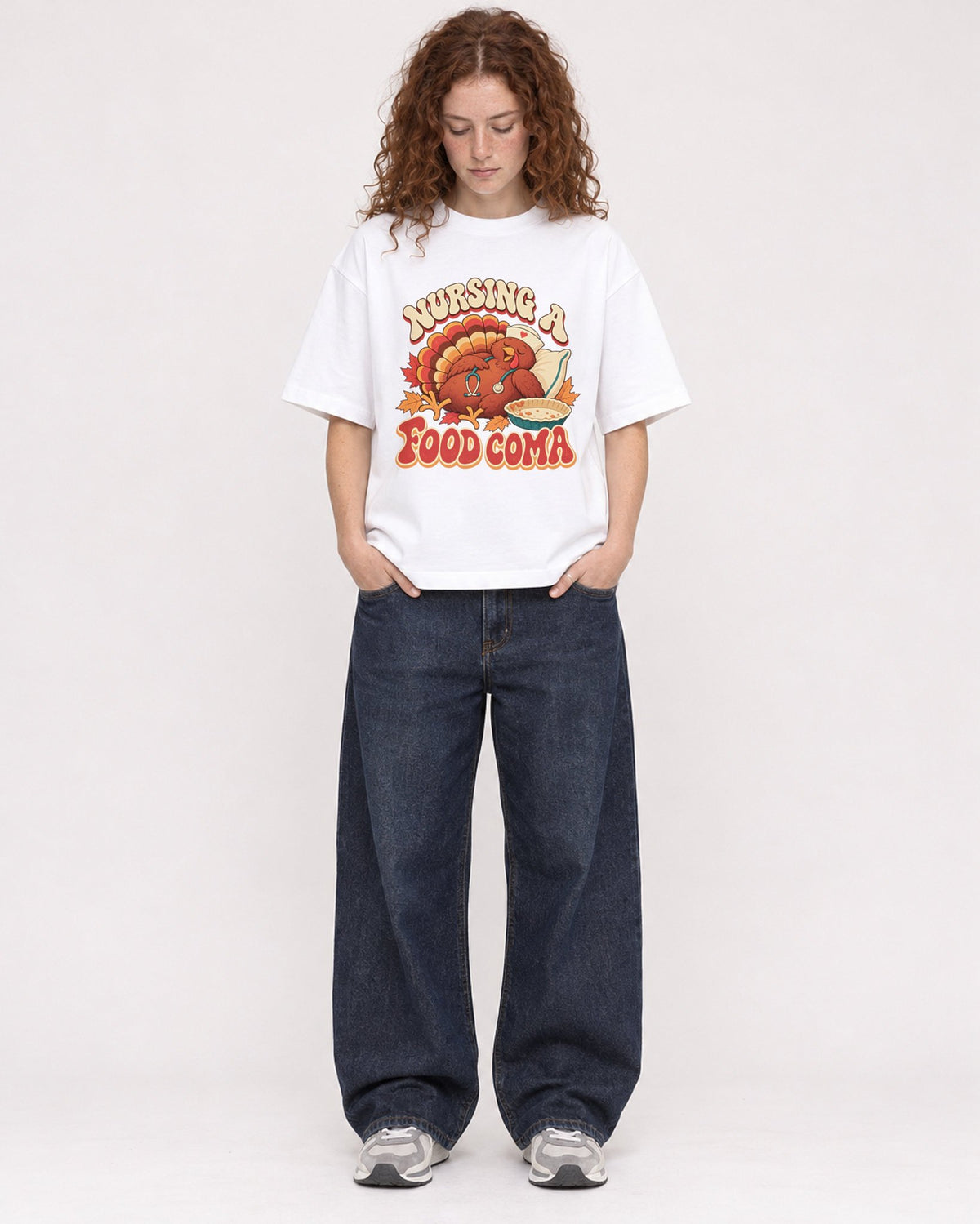 Mockup Boxy Heavyweight Tee White female full-body 09