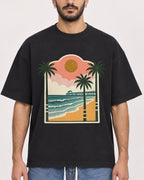 Mockup Boxy Heavyweight Tee Black male close-up 07