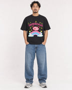 Mockup Boxy Heavyweight Tee Black male full-body 02