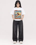 Mockup Boxy Heavyweight Tee White female full-body 13