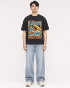 Mockup Boxy Heavyweight Tee Black male full-body 13