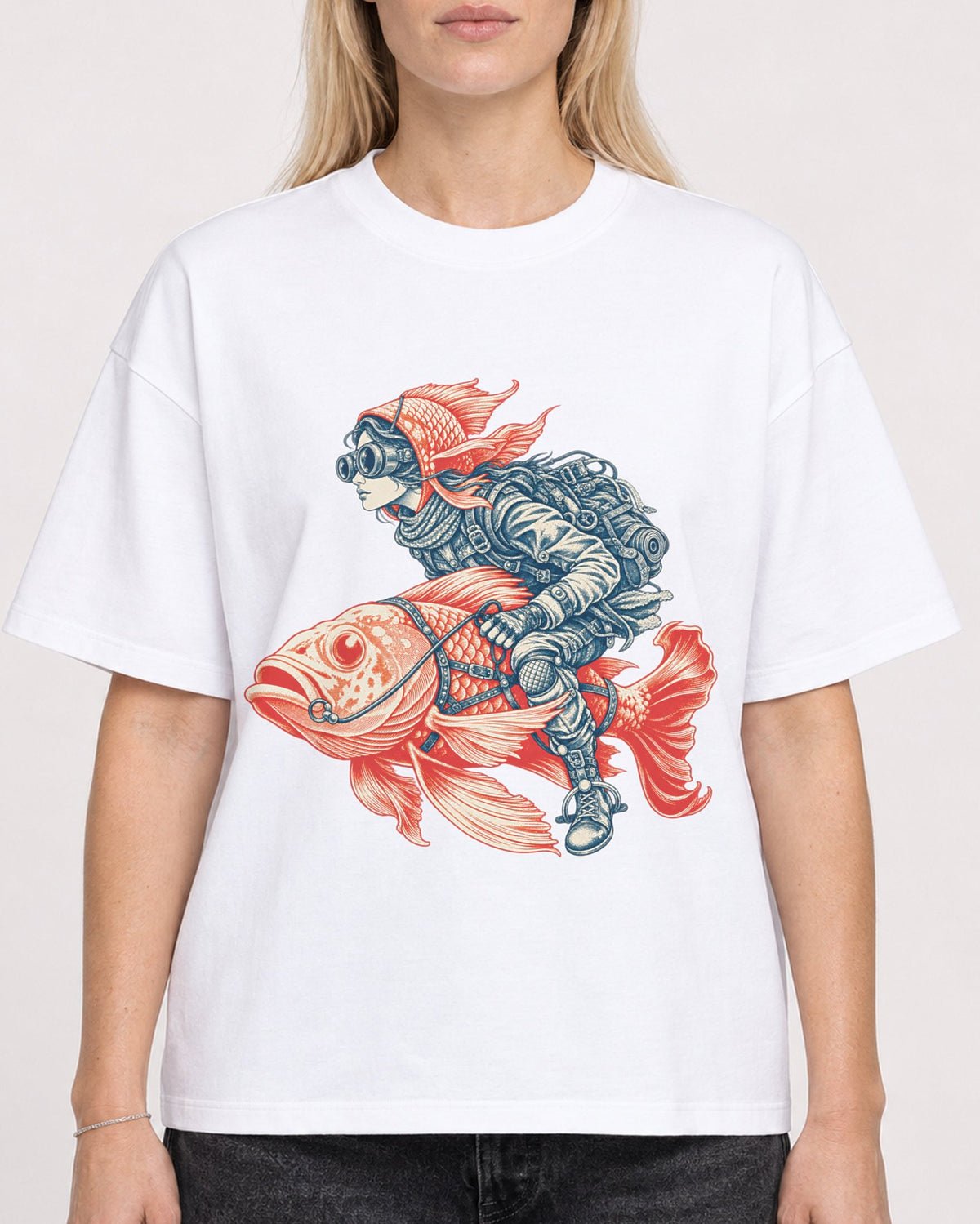 Mockup Boxy Heavyweight Tee White female close-up 08