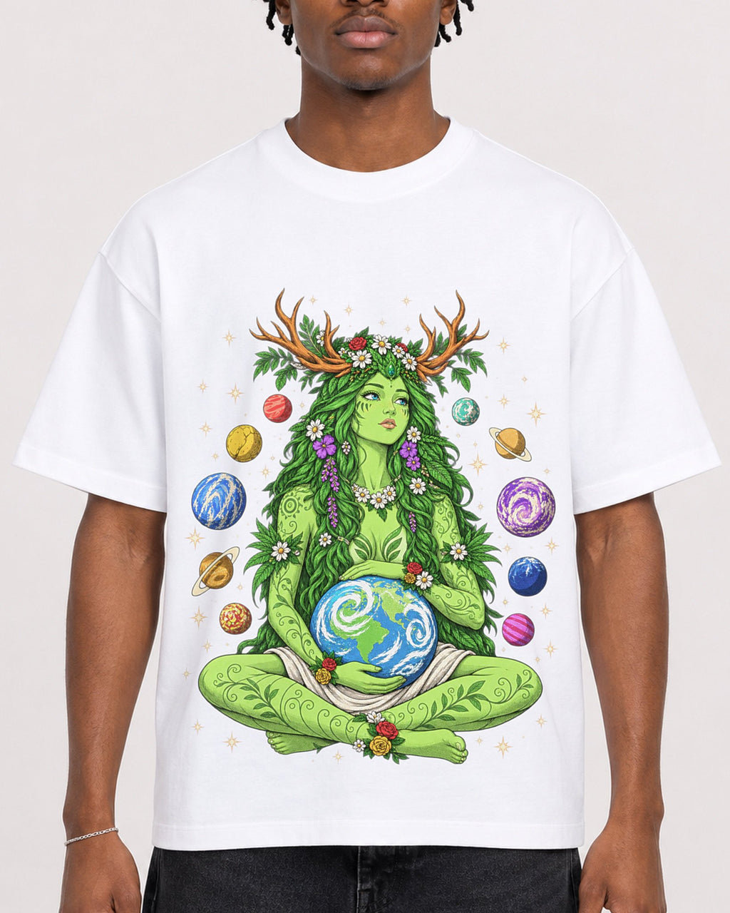 Mockup Boxy Heavyweight Tee White male close-up 05