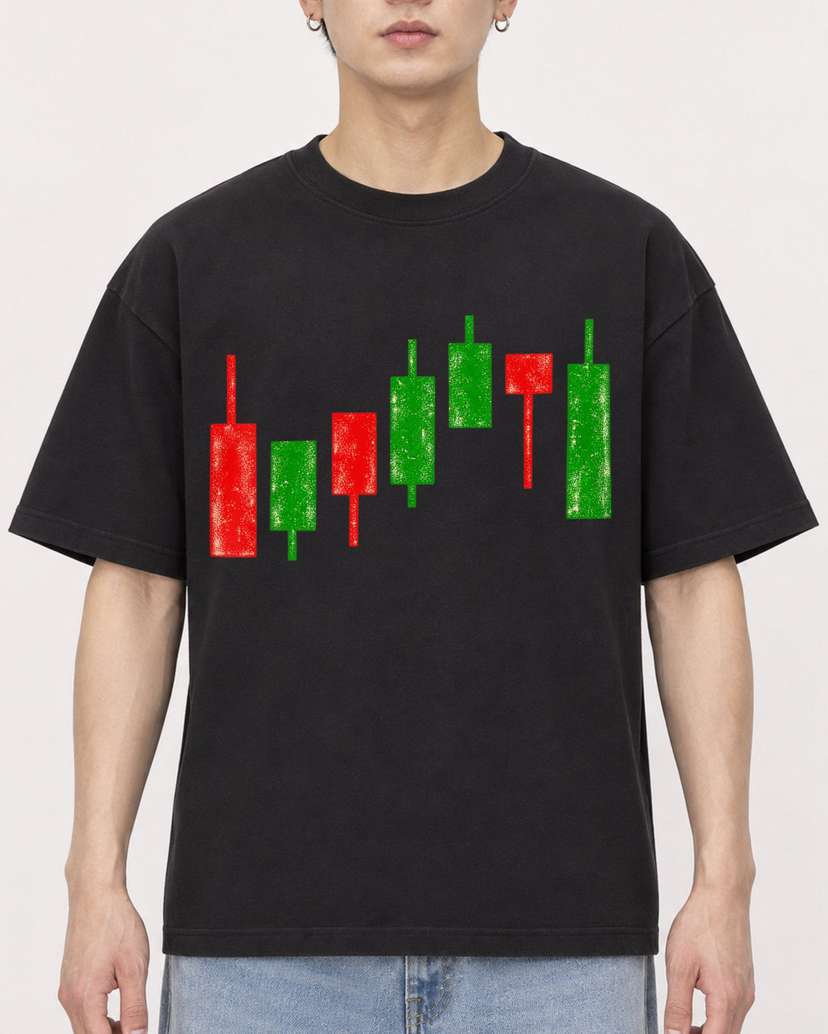 Mockup Boxy Heavyweight Tee Black male close-up 01