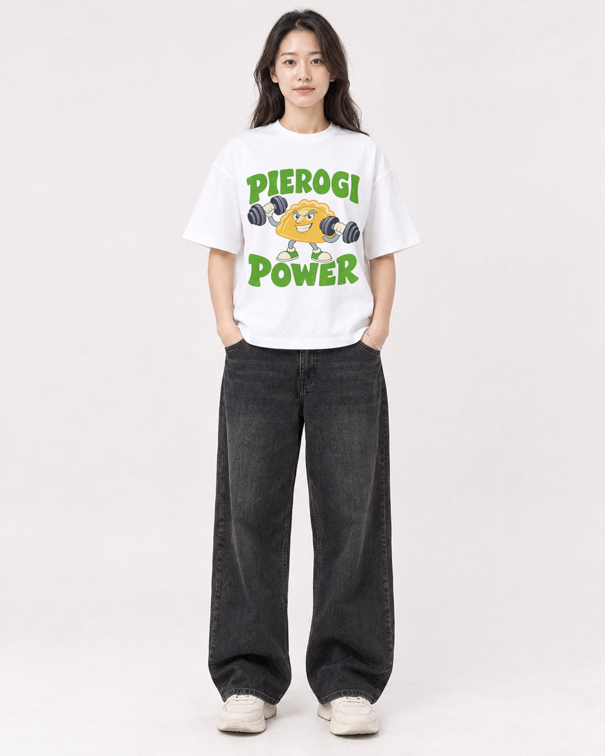 Mockup Boxy Heavyweight Tee White female full-body 03