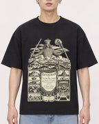 Mockup Boxy Heavyweight Tee Black male close-up 01