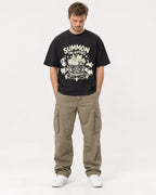 Mockup Boxy Heavyweight Tee Black male full-body 08