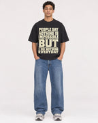 Mockup Boxy Heavyweight Tee Black male full-body 10