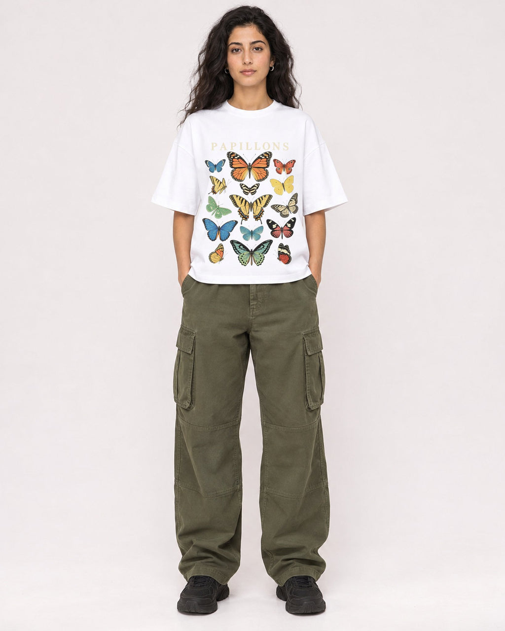 Mockup Boxy Heavyweight Tee White female full-body 07