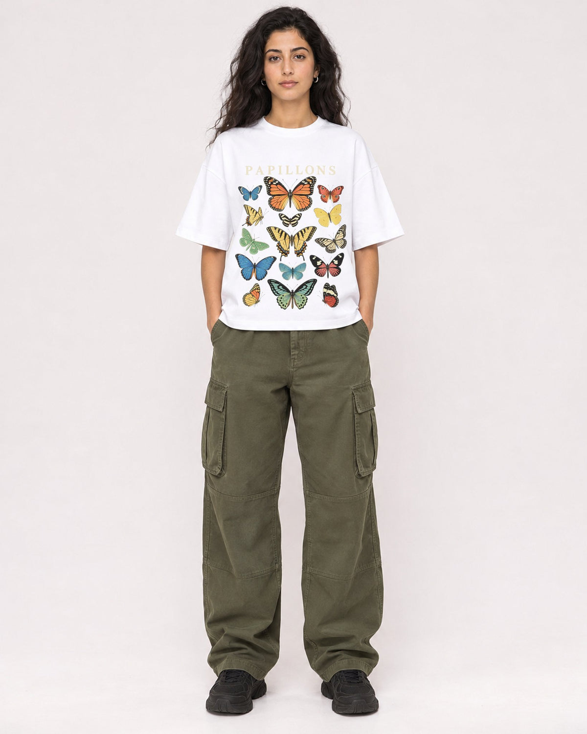 Mockup Boxy Heavyweight Tee White female full-body 07