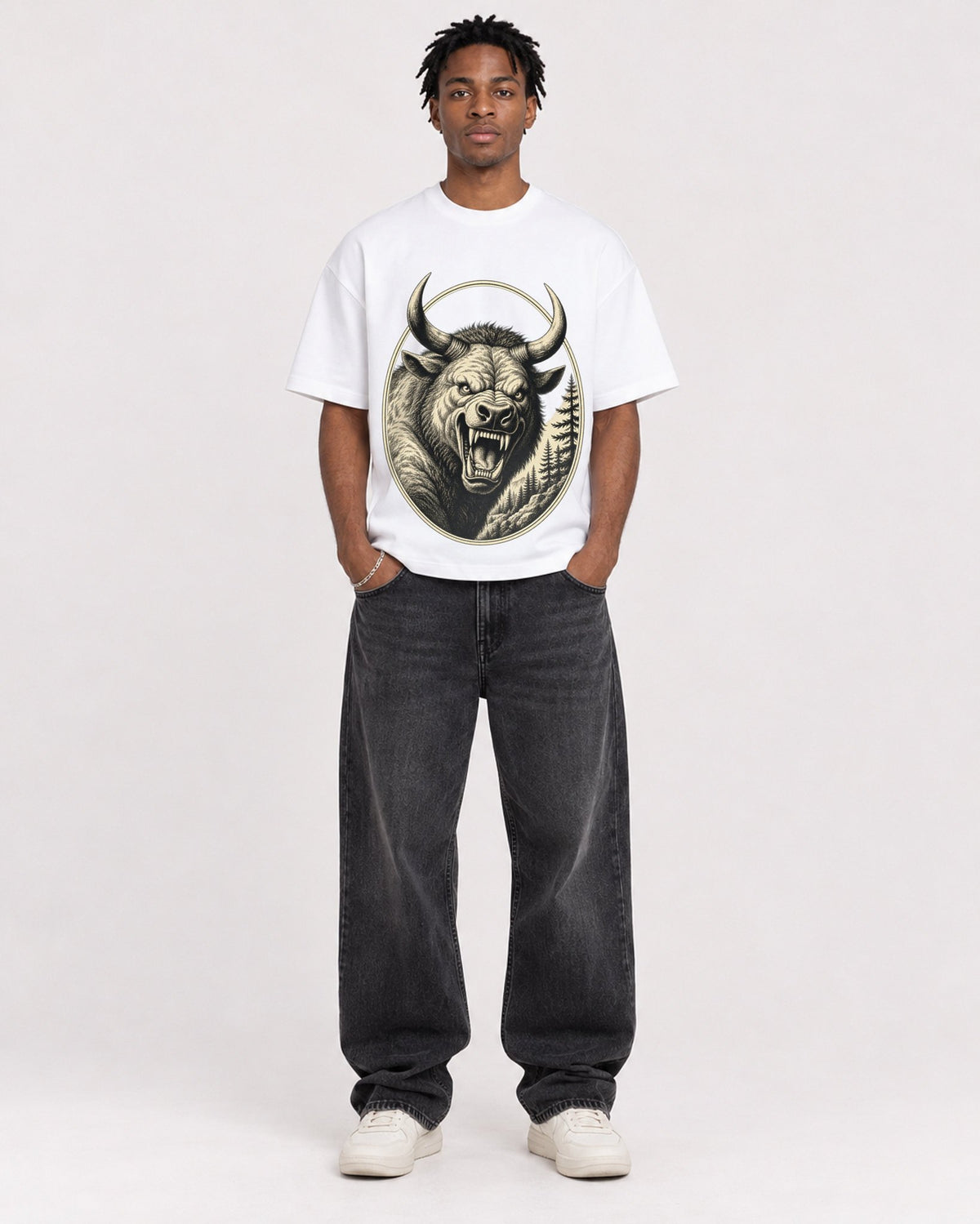 Mockup Boxy Heavyweight Tee White male full-body 05