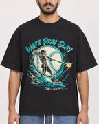 Mockup Boxy Heavyweight Tee Black male close-up 07